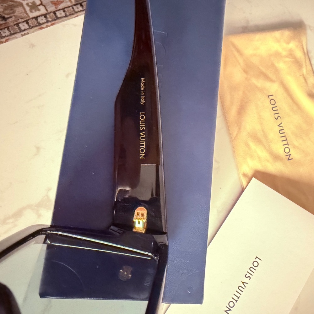 Louis Vuitton Black Shield Sunglasses with Gold Accents - Picture 10 of 13
